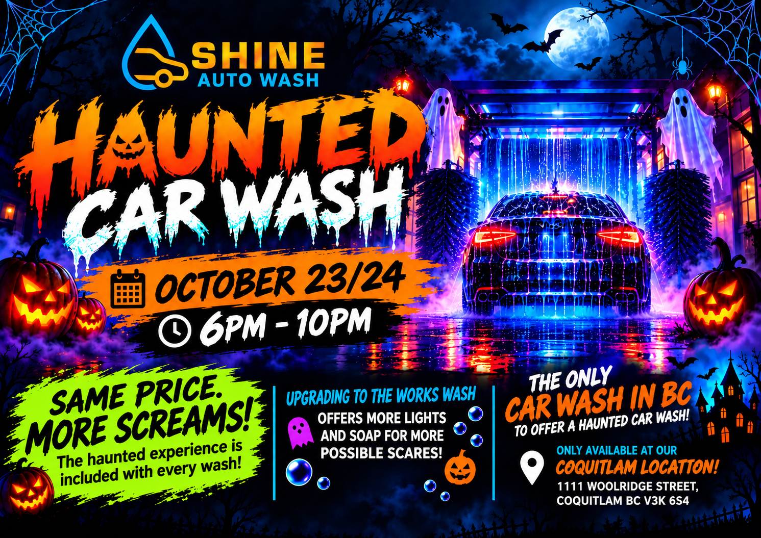 Flyer For BC's ONLY Haunted Carwash👻